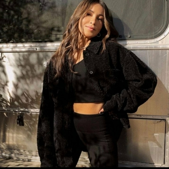 Sincerely Jules x Bandier Aspen Sherpa Jacket Coat Shacket Leopard Lining 3X - Picture 3 of 11